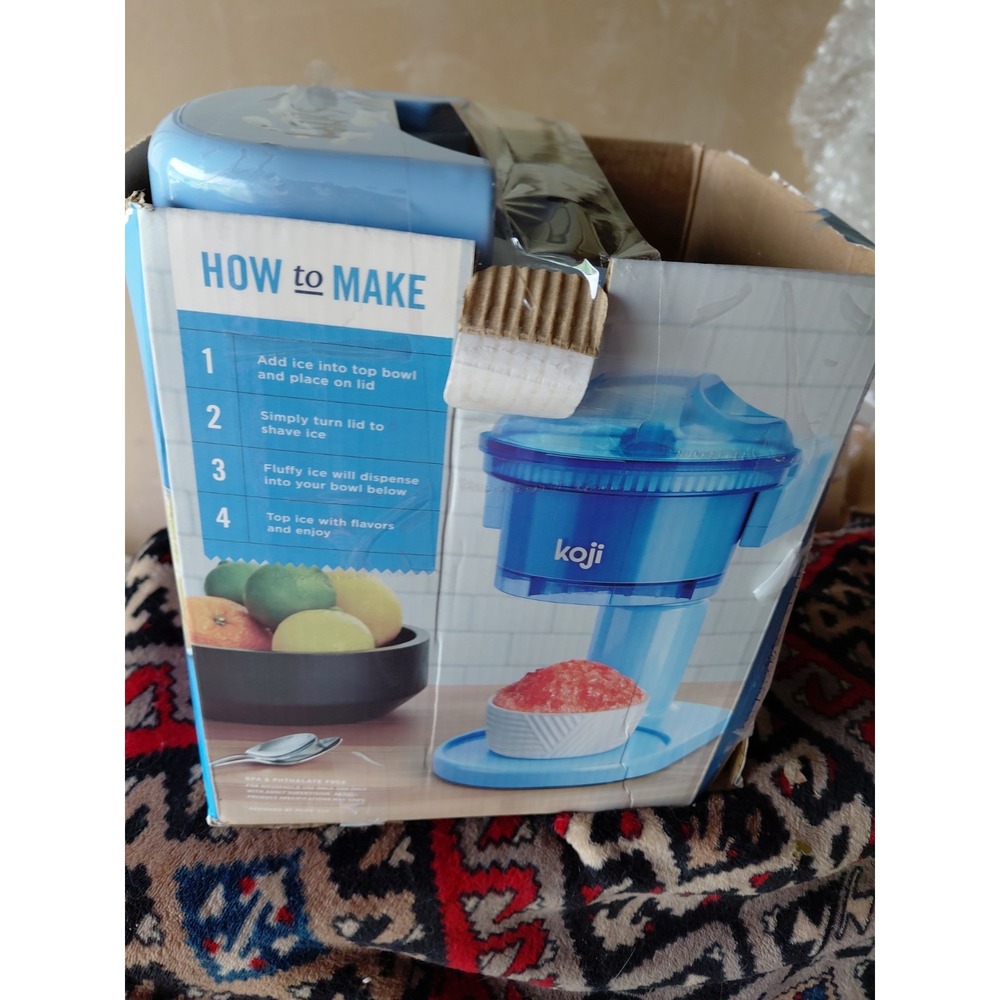 Koji Ice Shaver - Blue Snow Cone Maker Used in Box Kitchen Desserts Fun For Kids